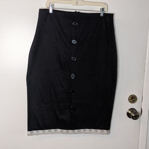 Steady Clothing Skull Lace Button Pencil Skirt 3X